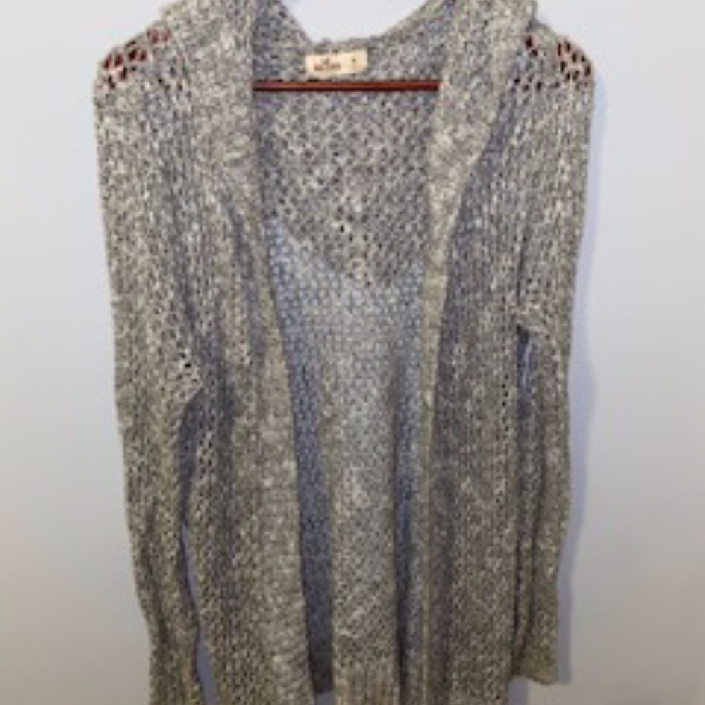 Long Gray Knit Cardigan